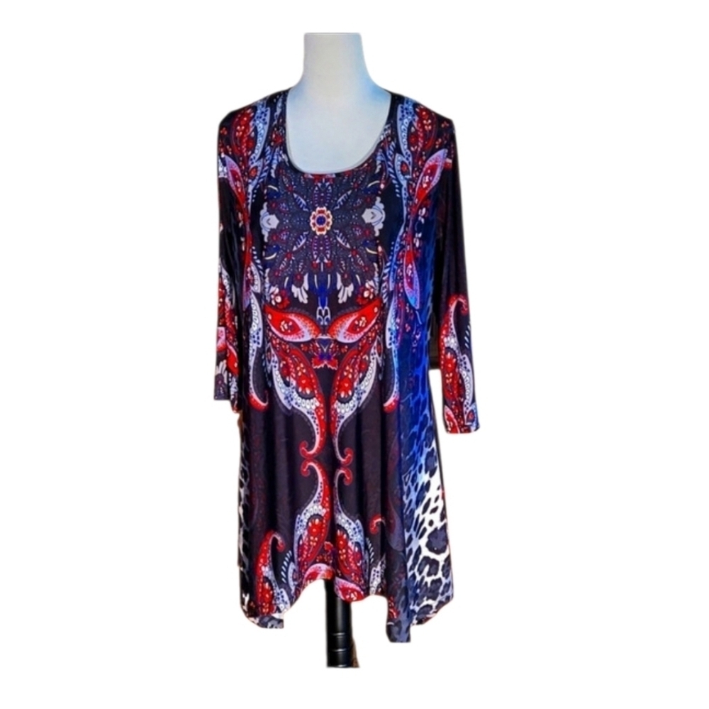 White Mark Successfully Comfortable Women 2XL Vibrant Tunic Dress Boho Goth - Picture 9 of 11